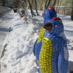 Mosaic penguins at Moscow zoo