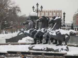 Stone horses outside the Kremlin