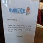 Mama mia notice, Novello Theatre, London, Budget travel