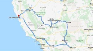 Roadtrip USA google maps route