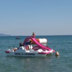 Pedalo on Italian sea, camping Italy