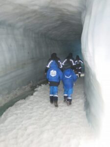 Entering the glacier
