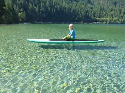 Paddle boarding on Cameron Lake, Vancouver Island