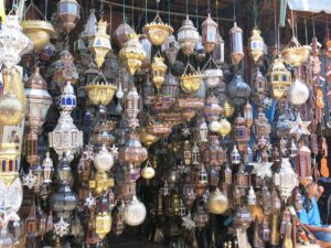 Morocco lamps. Morocco with kid