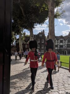 Soldiers wearing busbies at the Tower of London, things to do in London with teens