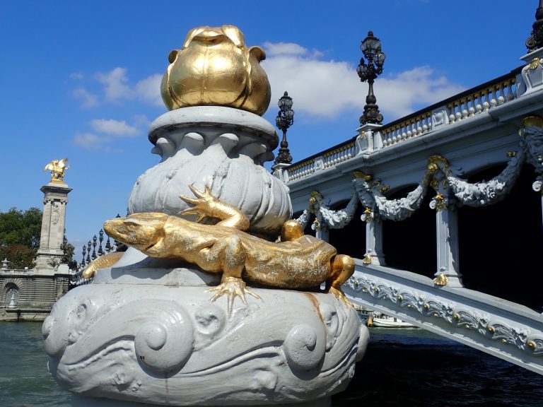 Lizard statue at Pont Alexander III, Paris, bucket list