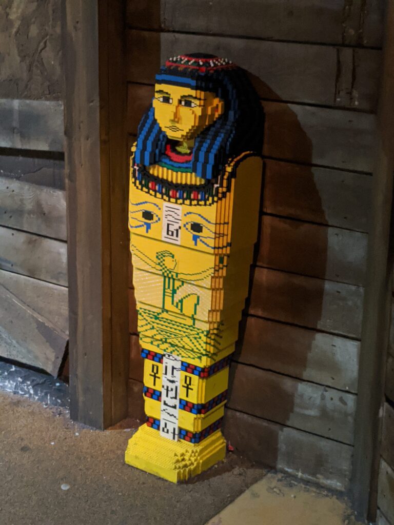 Egyptian themed ride at Legoland, Windsor with kids