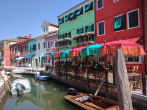 Coloured houses, Burano, Venice with kids