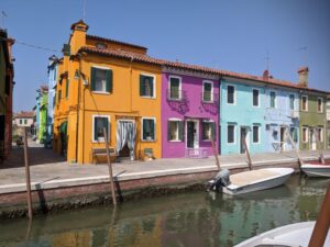 Coloured houses, Burano, Venice with kids