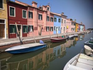 Coloured houses, Burano, Venice with kids