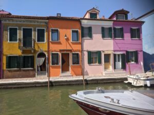 Coloured houses, Burano, Venice with kids