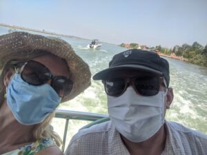 Selfie on ferry to Burano, Venice with kids