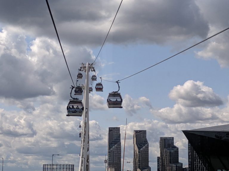Cable car over the Thames, London itinerary with kids