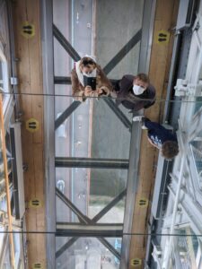 Glass floor at Tower Bridge, London itinerary with kids