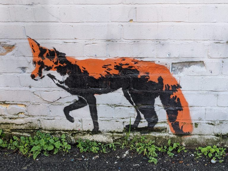 Urban fox, street art, things to do in Bristol with kids in lockdown