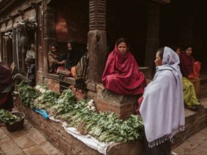 Market and old buildings in Bhaktapur