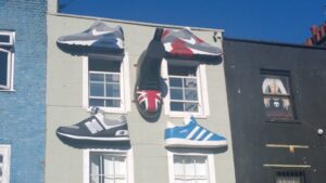 3D shoes on wall, Camden Market, things to do in London with teens in