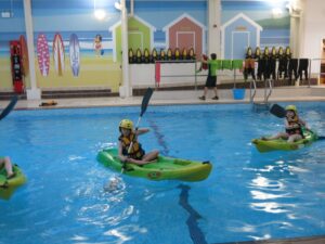 Canoeing session, Perran Sands holiday park, Cornwall, caravan holidays