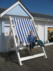 Big deck chair at Perran Sands Holiday Park South West England
