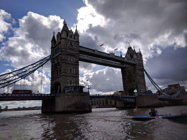 Tower Bridge from Thames Clipper, London for kids