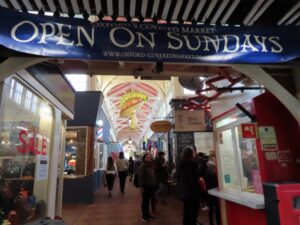 Covered market, Oxford with kids