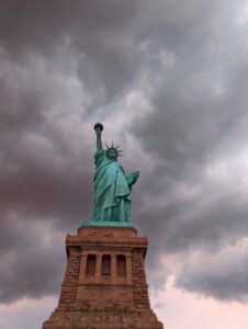 Statue of Liberty, New York with teens