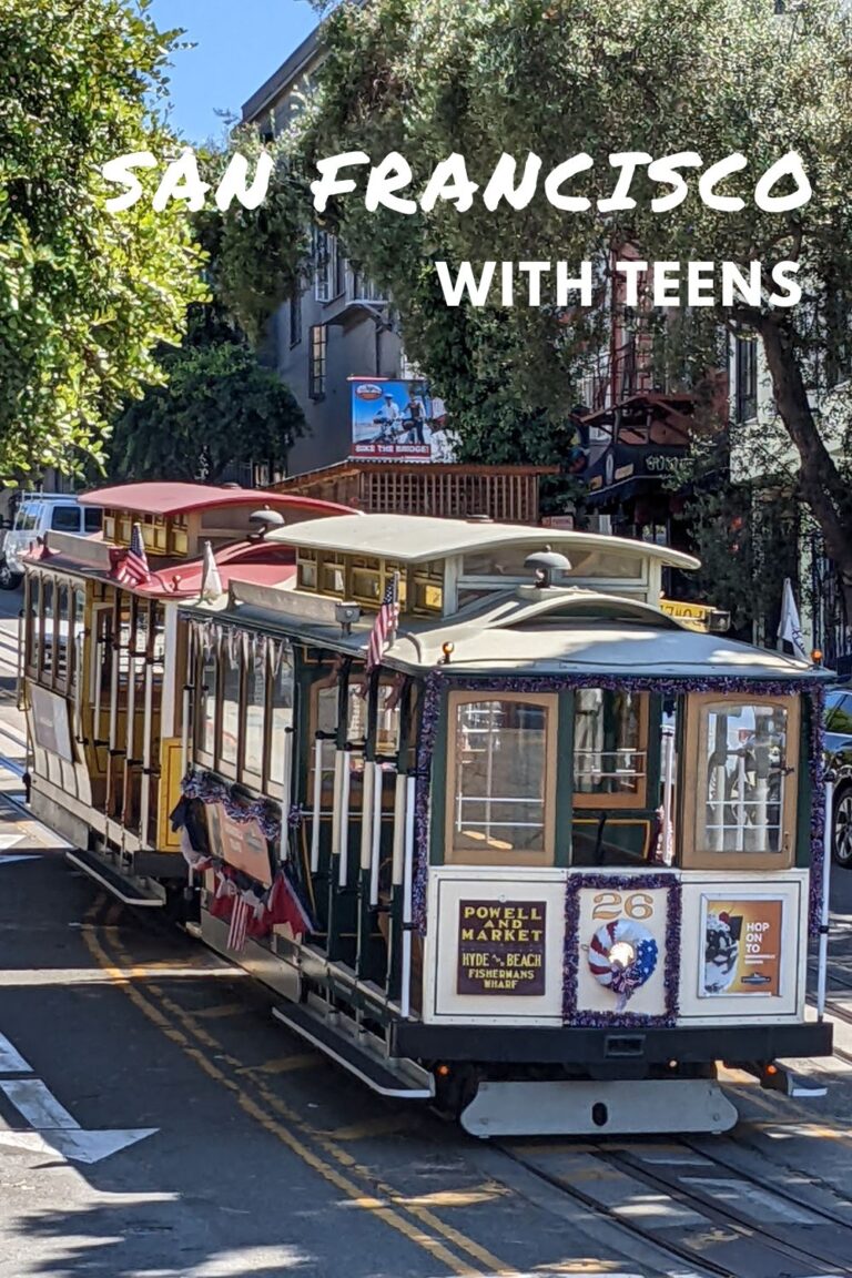 Cable car, San Francisco with teens