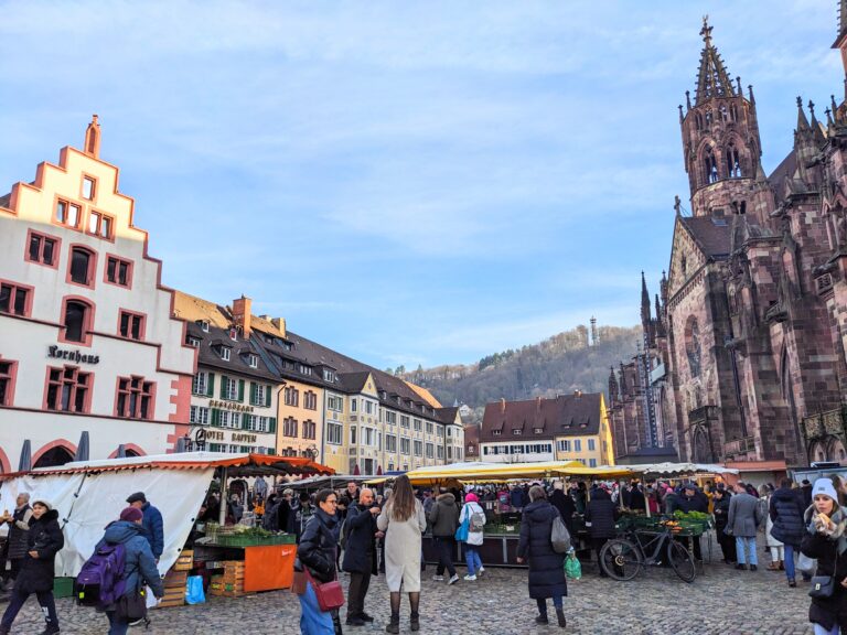 Market Square, Munsterplatx, Freiberg, Schwarrzwald winter holiday