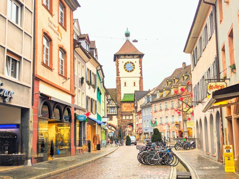 Street scene, Freiberg,, Black Forest, Schwartzwald winter holiday